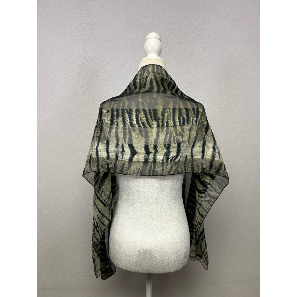 Safari Animalier Unbranded Womens OS Green Tiger Stripe Silk Feel Sheer Scarf